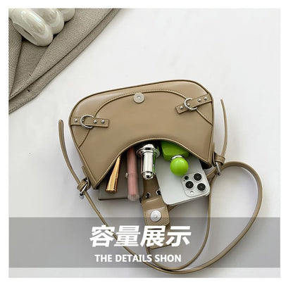 Buckled Faux Leather Crossbody Bag