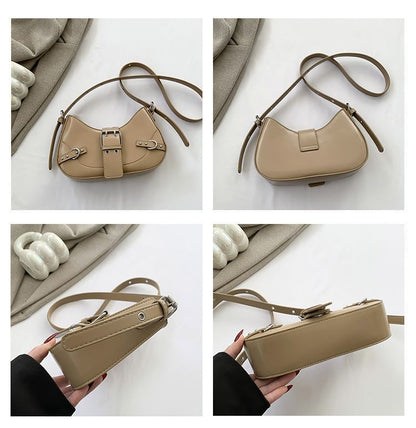 Buckled Faux Leather Crossbody Bag