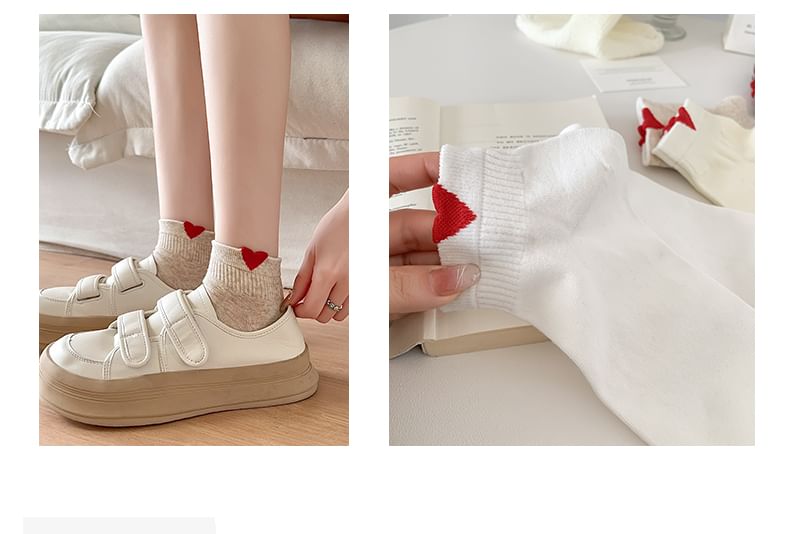 Heart Patterned Short Socks Set