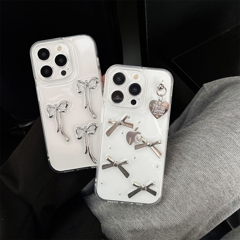 Bow Phone Case - iPhone 15 Pro Max / 15 Pro / 15 Plus / 15 / 14 Pro Max / 14 Pro / 14 Plus / 14 / 13 Pro Max / 13 Pro / 13 / 13 mini / 12 Pro Max / 12 Pro / 12 / 12 mini / 11 Pro Max / 11 Pro / 11