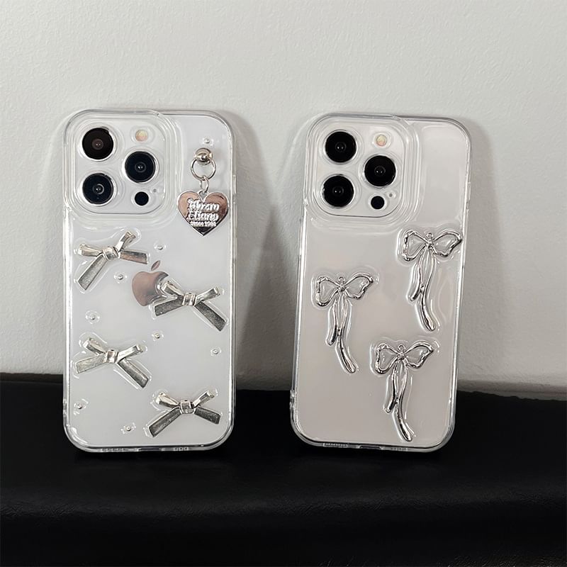 Bow Phone Case - iPhone 15 Pro Max / 15 Pro / 15 Plus / 15 / 14 Pro Max / 14 Pro / 14 Plus / 14 / 13 Pro Max / 13 Pro / 13 / 13 mini / 12 Pro Max / 12 Pro / 12 / 12 mini / 11 Pro Max / 11 Pro / 11