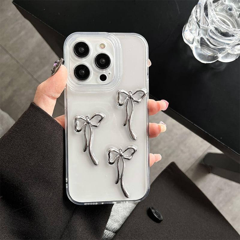 Bow Phone Case - iPhone 15 Pro Max / 15 Pro / 15 Plus / 15 / 14 Pro Max / 14 Pro / 14 Plus / 14 / 13 Pro Max / 13 Pro / 13 / 13 mini / 12 Pro Max / 12 Pro / 12 / 12 mini / 11 Pro Max / 11 Pro / 11