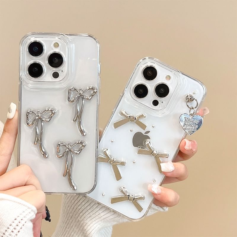 Bow Phone Case - iPhone 15 Pro Max / 15 Pro / 15 Plus / 15 / 14 Pro Max / 14 Pro / 14 Plus / 14 / 13 Pro Max / 13 Pro / 13 / 13 mini / 12 Pro Max / 12 Pro / 12 / 12 mini / 11 Pro Max / 11 Pro / 11