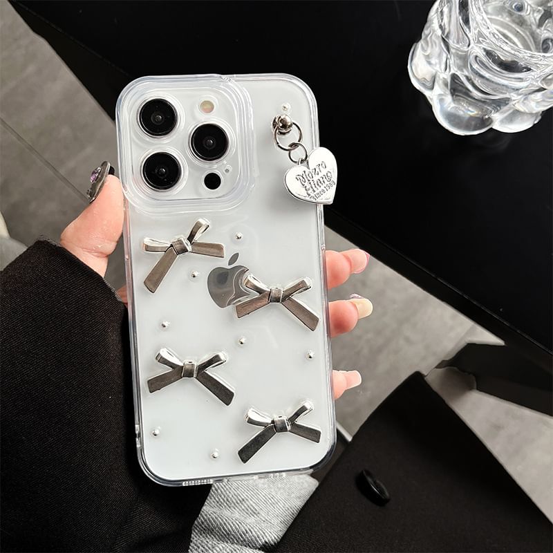 Bow Phone Case - iPhone 15 Pro Max / 15 Pro / 15 Plus / 15 / 14 Pro Max / 14 Pro / 14 Plus / 14 / 13 Pro Max / 13 Pro / 13 / 13 mini / 12 Pro Max / 12 Pro / 12 / 12 mini / 11 Pro Max / 11 Pro / 11