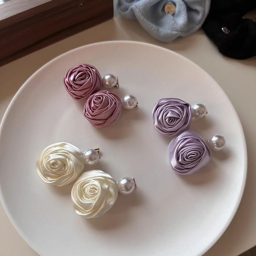 Floral Faux Pearl Hair Clip