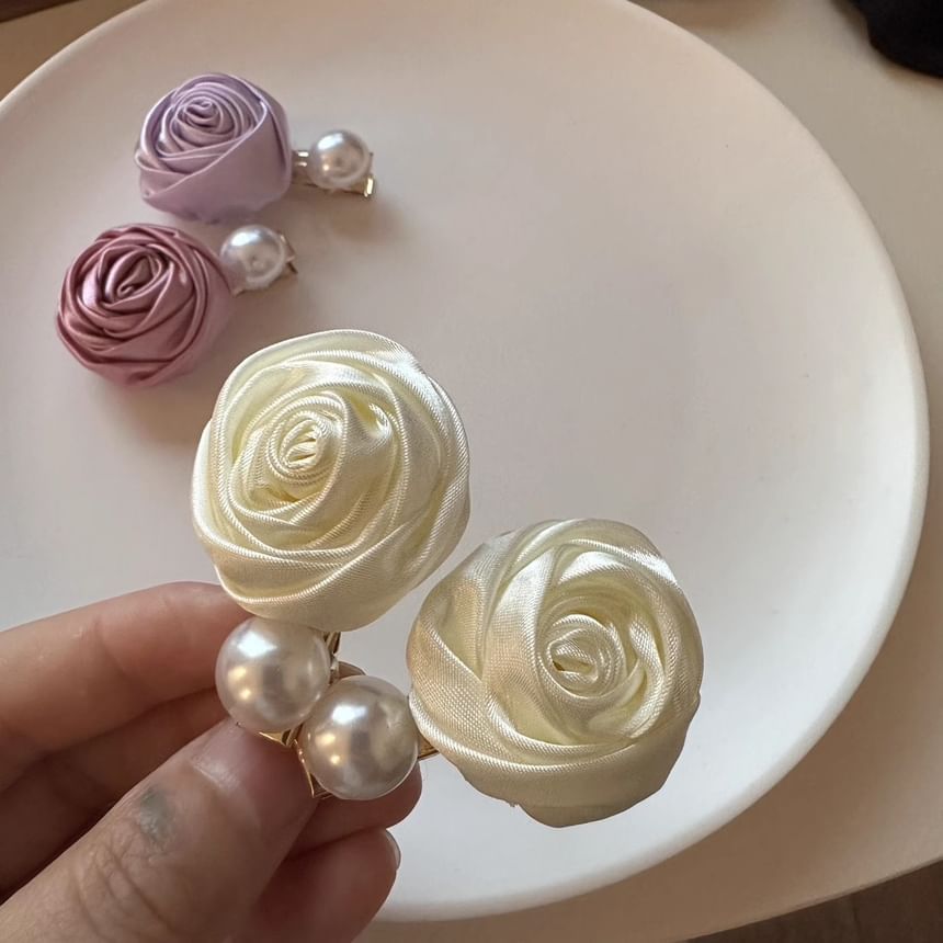 Floral Faux Pearl Hair Clip