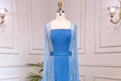 Sequin Sheath Evening Flared-Sleeve Gown