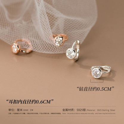 Rhinestone Sterling Silver Huggie Earring