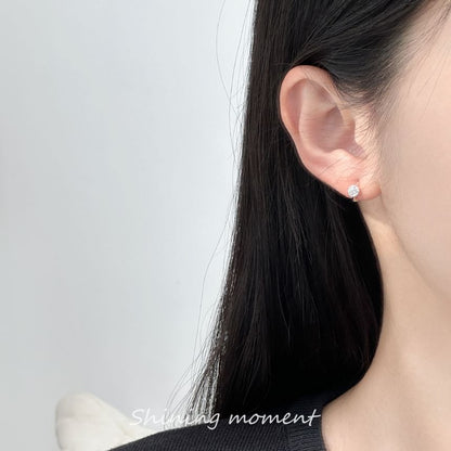 Rhinestone Sterling Silver Huggie Earring