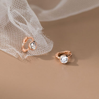 Rhinestone Sterling Silver Huggie Earring