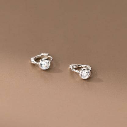 Rhinestone Sterling Silver Huggie Earring