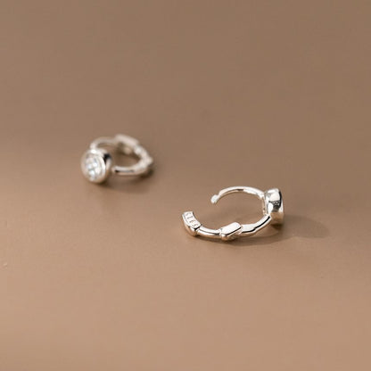 Rhinestone Sterling Silver Huggie Earring