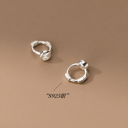 Rhinestone Sterling Silver Huggie Earring