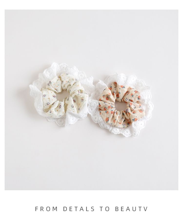 Floral Print Panel Scrunchie