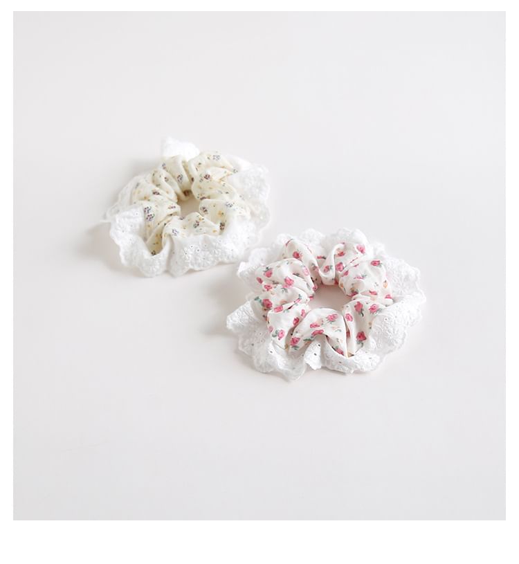 Floral Print Panel Scrunchie