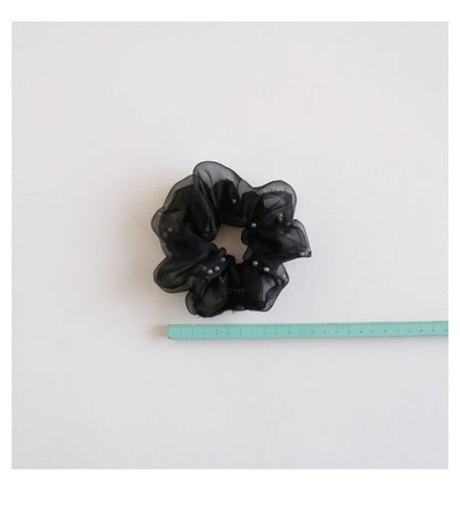 Faux Pearl Mesh Scrunchie