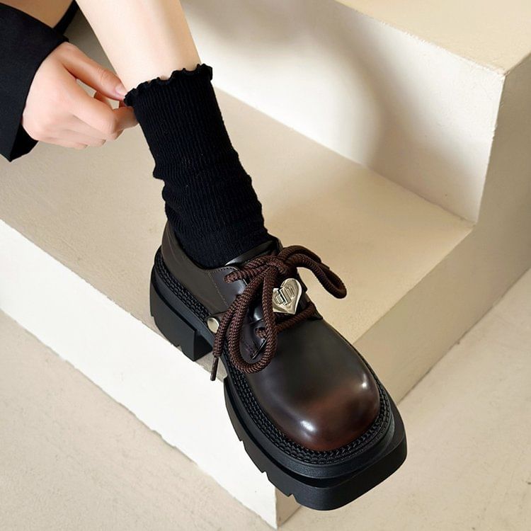 Shoes Lace-Up Derby Platform