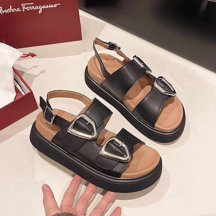 Platform Slingback Buckled Sandals