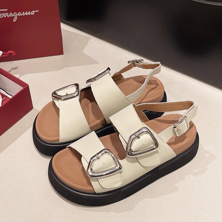 Platform Slingback Buckled Sandals