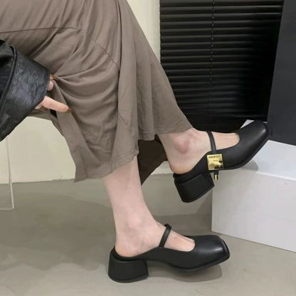 Mules Heel Chunky Toe Square