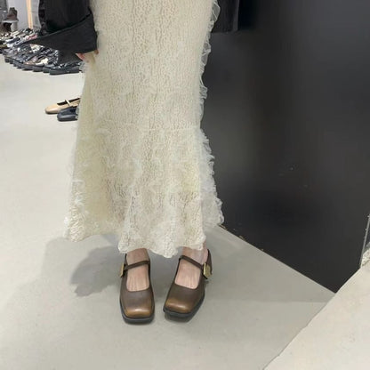 Mules Heel Chunky Toe Square