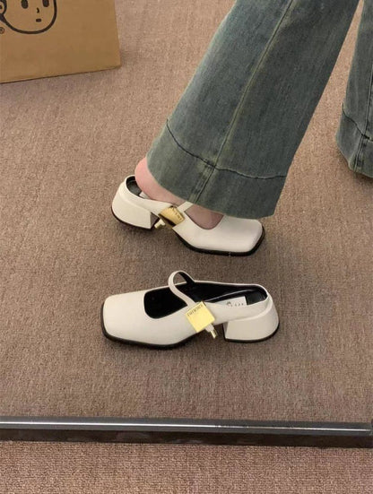 Mules Heel Chunky Toe Square