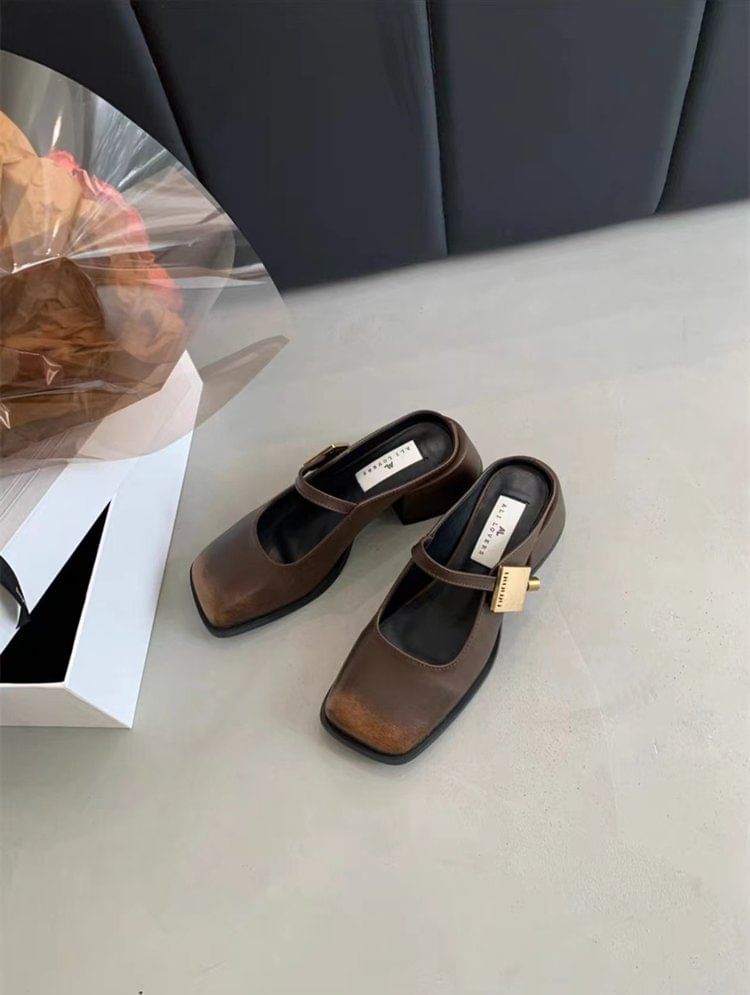 Mules Heel Chunky Toe Square