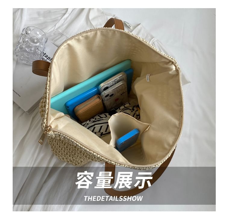 Set: Plain Woven Tote Bag + Scarf