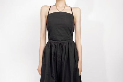 Thin Strap Open Back Midi A-Line Dress