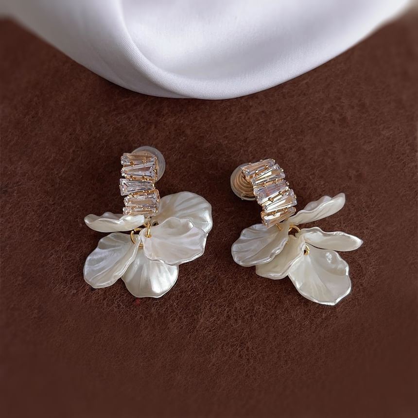 Petal Rhinestone Alloy Drop Earring