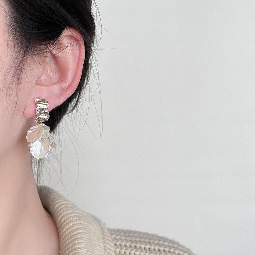 Petal Rhinestone Alloy Drop Earring