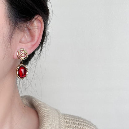 Faux Gemstone Alloy Drop Earring