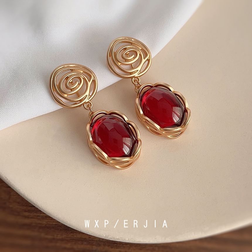 Faux Gemstone Alloy Drop Earring