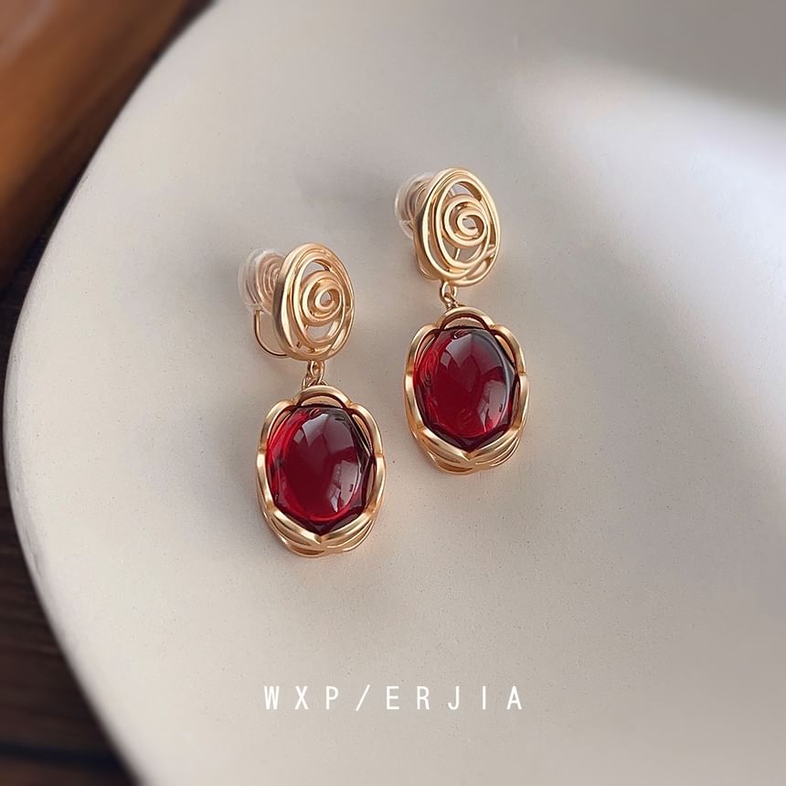 Faux Gemstone Alloy Drop Earring