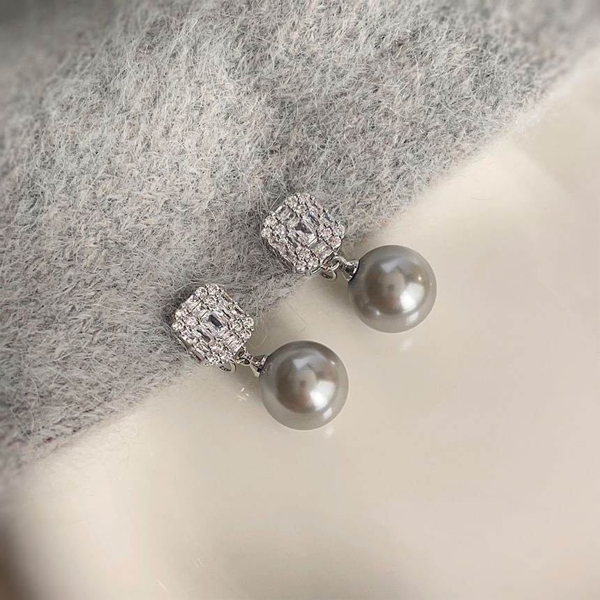 Rhinestone Faux Pearl Alloy Drop Earring