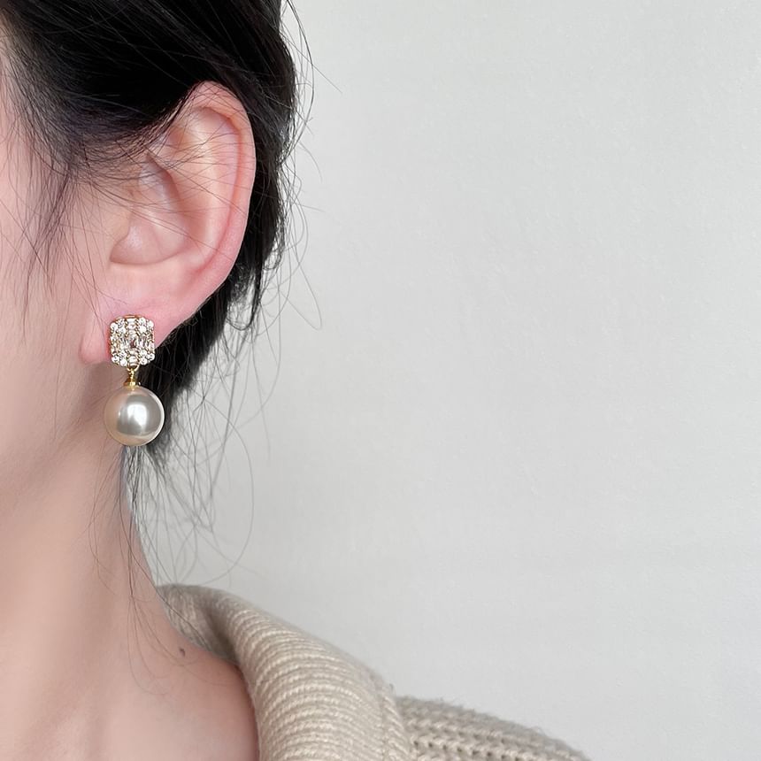 Rhinestone Faux Pearl Alloy Drop Earring