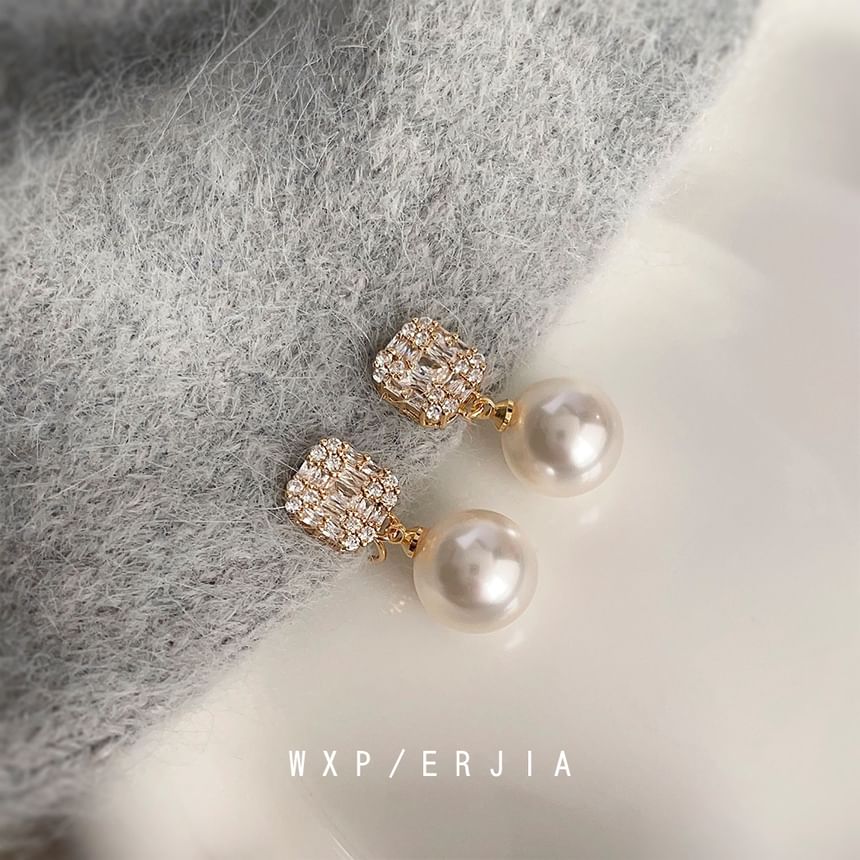 Rhinestone Faux Pearl Alloy Drop Earring