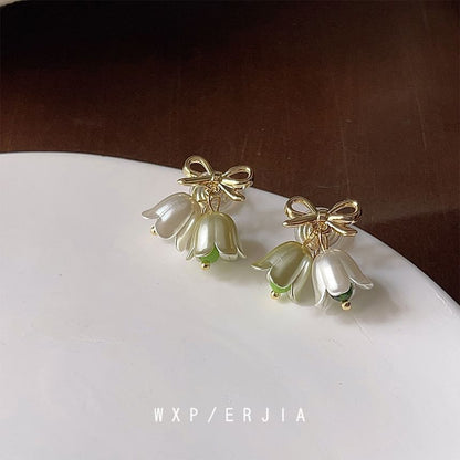 Floral Bow Alloy Drop Earring