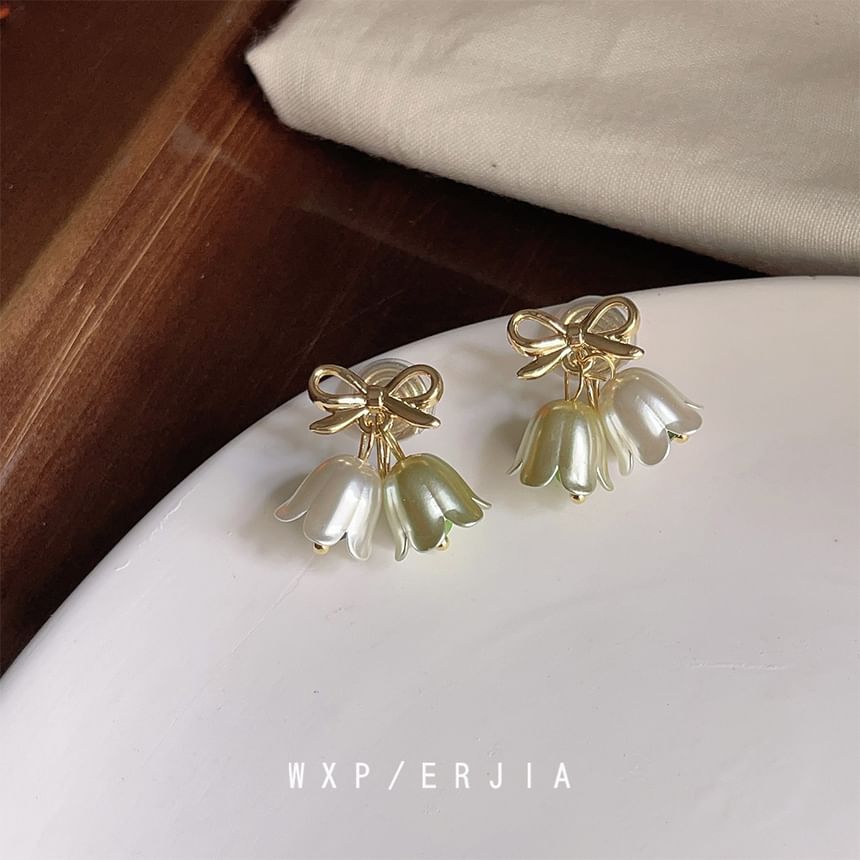 Floral Bow Alloy Drop Earring