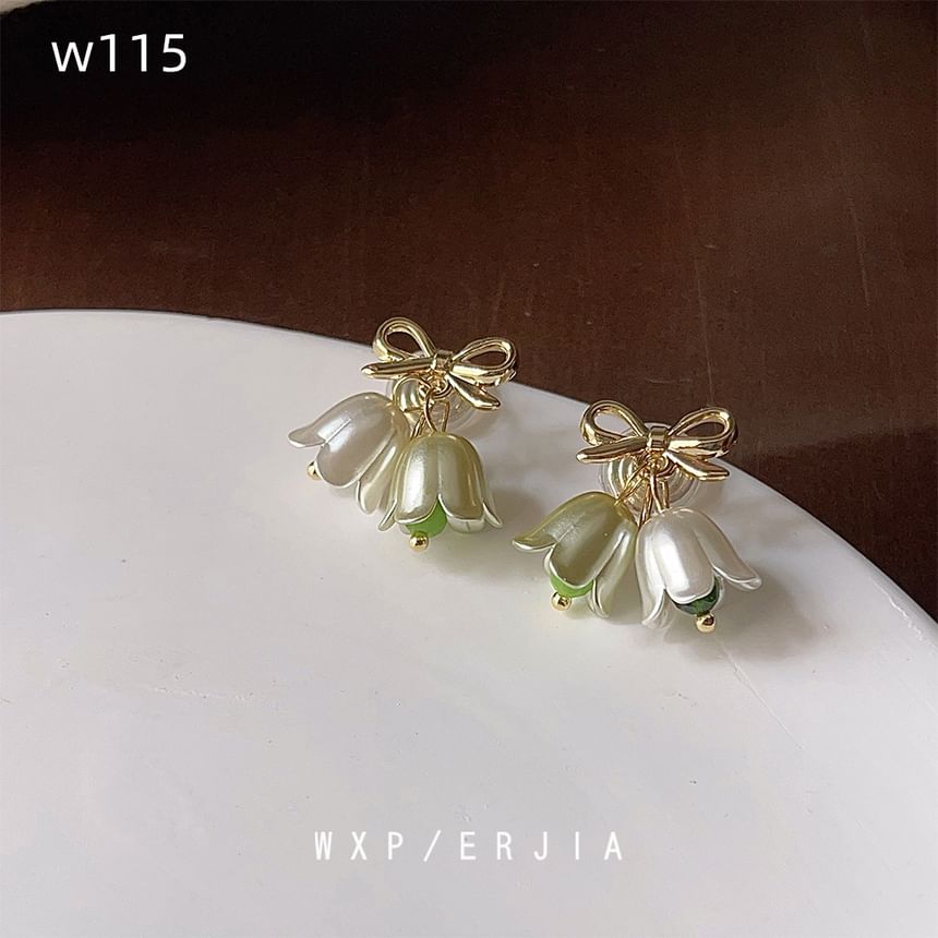 Floral Bow Alloy Drop Earring