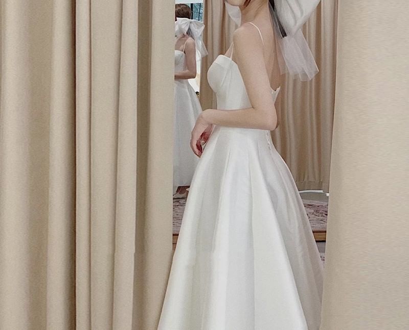 Spaghetti Strap Plain Maxi A-Line Wedding Dress