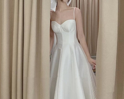 Spaghetti Strap Plain Maxi A-Line Wedding Dress