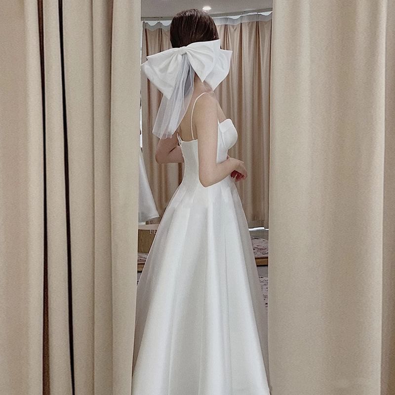 Spaghetti Strap Plain Maxi A-Line Wedding Dress