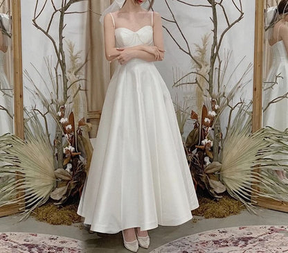 Spaghetti Strap Plain Maxi A-Line Wedding Dress