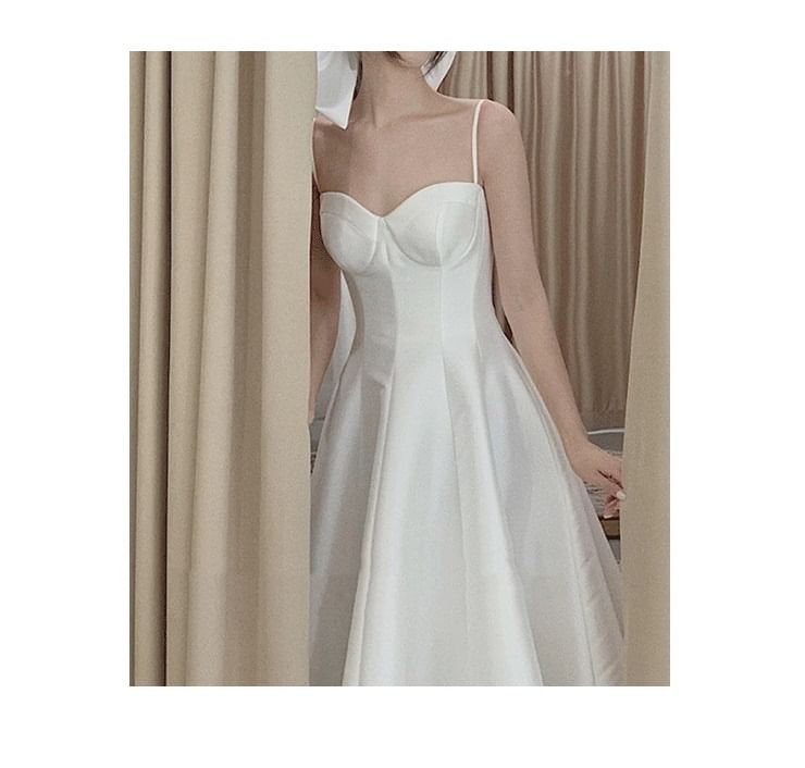 Spaghetti Strap Plain Maxi A-Line Wedding Dress