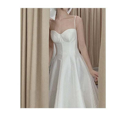 Spaghetti Strap Plain Maxi A-Line Wedding Dress