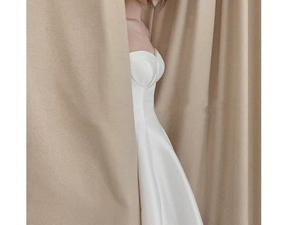 Spaghetti Strap Plain Maxi A-Line Wedding Dress