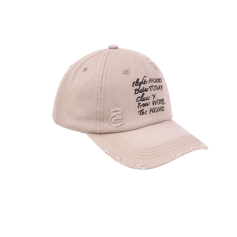 Lettering Embroidered Distressed Baseball Cap