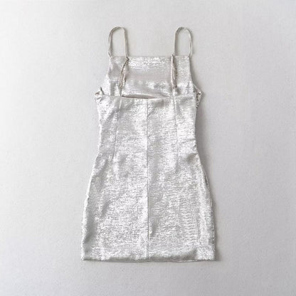 Thin Strap Glitter Ruched Mini Sheath Dress