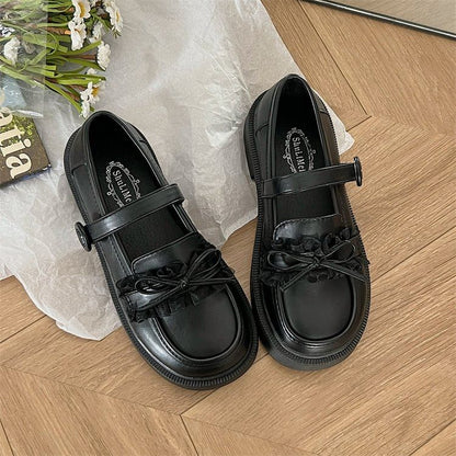 Faux Leather Ribbon Loafers